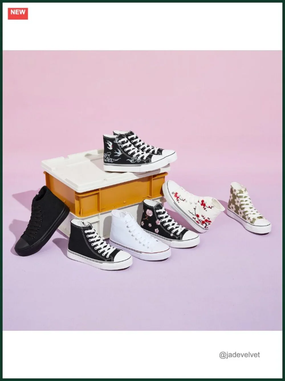Women's High Top Canvas Sneakers Casual Walking Shoes Embroidered Floral